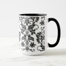 Search for black damask mugs White