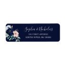 Search for blush floral return address labels Navy blue