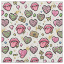 Search for pink hearts print fabric White background