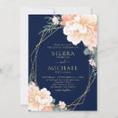 Search for navy blue peach wedding invitations Chic