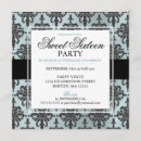 Search for teal black sweet 16 invitations Aqua