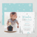 Search for blue and silver baby birthday invitations Winter onederland