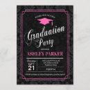 Search for damask graduation invitations Black and white