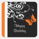 Search for black and orange butterfly stickers White