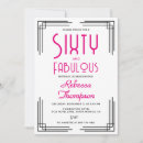 Search for hot pink black white invitations Sixty and fabulous