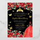 Search for red black quinceanera invitations Fairytale princess tiara crown