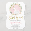 Search for swan baby shower invitations Pink and gold