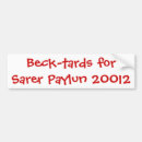 Search for beck bumper stickers Palin