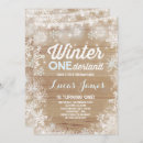 Search for rustic winter onederland invitations Our little snowflake