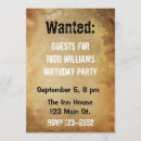 Search for wanted poster birthday invitations Vintage