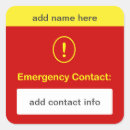 Search for emergency contact stickers Alert