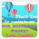 Search for hot air balloon birthday party stickers Thank you