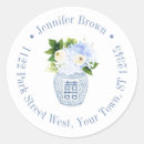 Search for blue and white floral stickers Return address