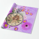 Search for vintage clock wrapping paper Purple
