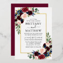 Search for blue and gold wedding invitations Watercolor burgundy floral