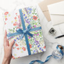 Search for wild flowers wrapping paper Red