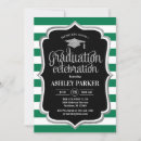 Search for green and white graduation invitations Stripes