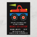 Search for red truck birthday invitations Monster trucks