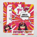 Search for superhero 1st birthday invitations First