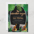 Search for jungle boy 1st birthday invitations Young wild and three