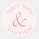 Search for pink round wedding stickers Bride and groom