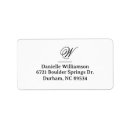 Search for elegant monogrammed return address labels Black and white