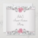 Search for pretty pink white sweet 16 invitations Elegant