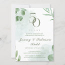 Search for green leaves wedding anniversary invitations Eucalyptus