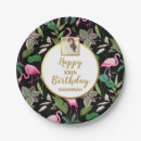Search for luau paper plates Pink flamingo