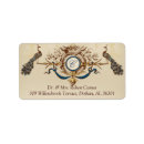 Search for peacock wedding return address labels Vintage