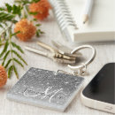 Search for silver monogram names key rings Glitter