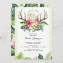 Search for tropical flowers baby shower invitations Hawaiian