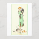 Search for vintage cat art postcards Woman