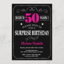 Search for hot pink 50th birthday invitations Black and white
