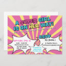 Search for girl super hero invitations Pink