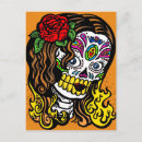Search for day of the dead woman postcards Skeleton