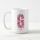 Search for monogrammed letter g mugs Floral alphabet