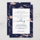 Search for rose gold and navy blue wedding invitations Marble