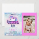 Search for unicorn 6th birthday invitations Magical