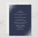 Search for silver confetti wedding invitations Navy blue