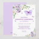 Search for purple gold butterflies invitations Floral