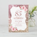 Search for floral 85th birthday invitations Rose gold