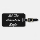 Search for adventure begins luggage tags Black and white