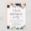 Search for pink flowers 18th birthday invitations Eighteenth