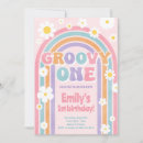 Search for groovy 1st birthday invitations Rainbow