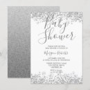 Search for silver glitter baby shower invitations Modern