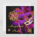 Search for pink and black masquerade party invitations Purple