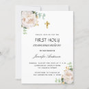 Search for white floral first communion invitations Greenery