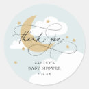 Search for blue baby shower stickers Over the moon