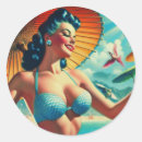 Search for vintage beach girl stickers Pinup